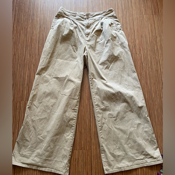 MAEVE Anthropologie High-rise Wide-leg Pants Women's Pleated Tan Size 10 - Picture 1 of 3